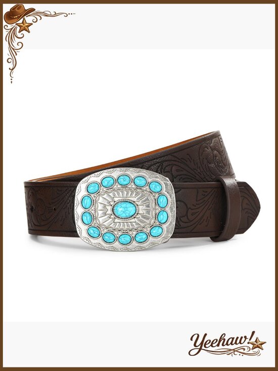 Vintage Western Cowgirl Belt with Turquoise Buckle for Women main image 5